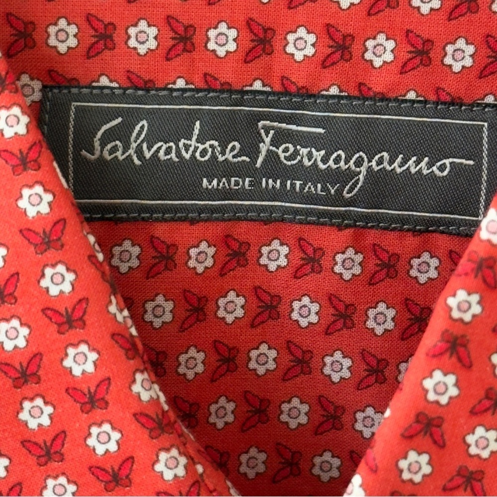Authentic Vintage Salvatore Ferragamo 
Floral Print Cotton Button Front Shirt - Picture 7 of 11